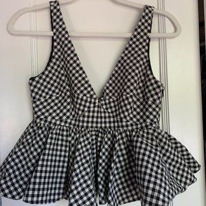 Zara Gingham Flare Crop Top